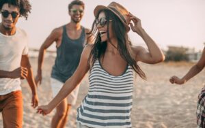 Woman smiling on the beach